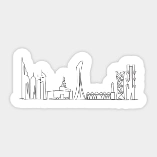 Doha Skyline - in one line - Qatar 2022 - black Sticker